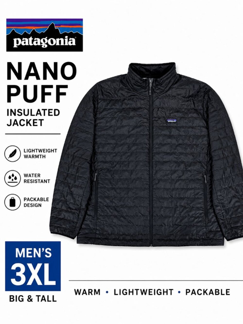 Patagonia Nano Puff Jacket 🖤 Lightweight Insulated Puffer 3XL